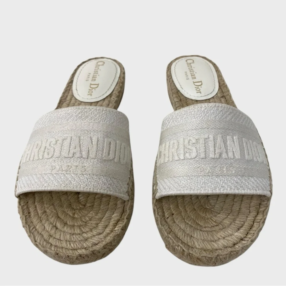 Christian Dior NEW Unworn Cream Granville Espadrille Sandals Size 35